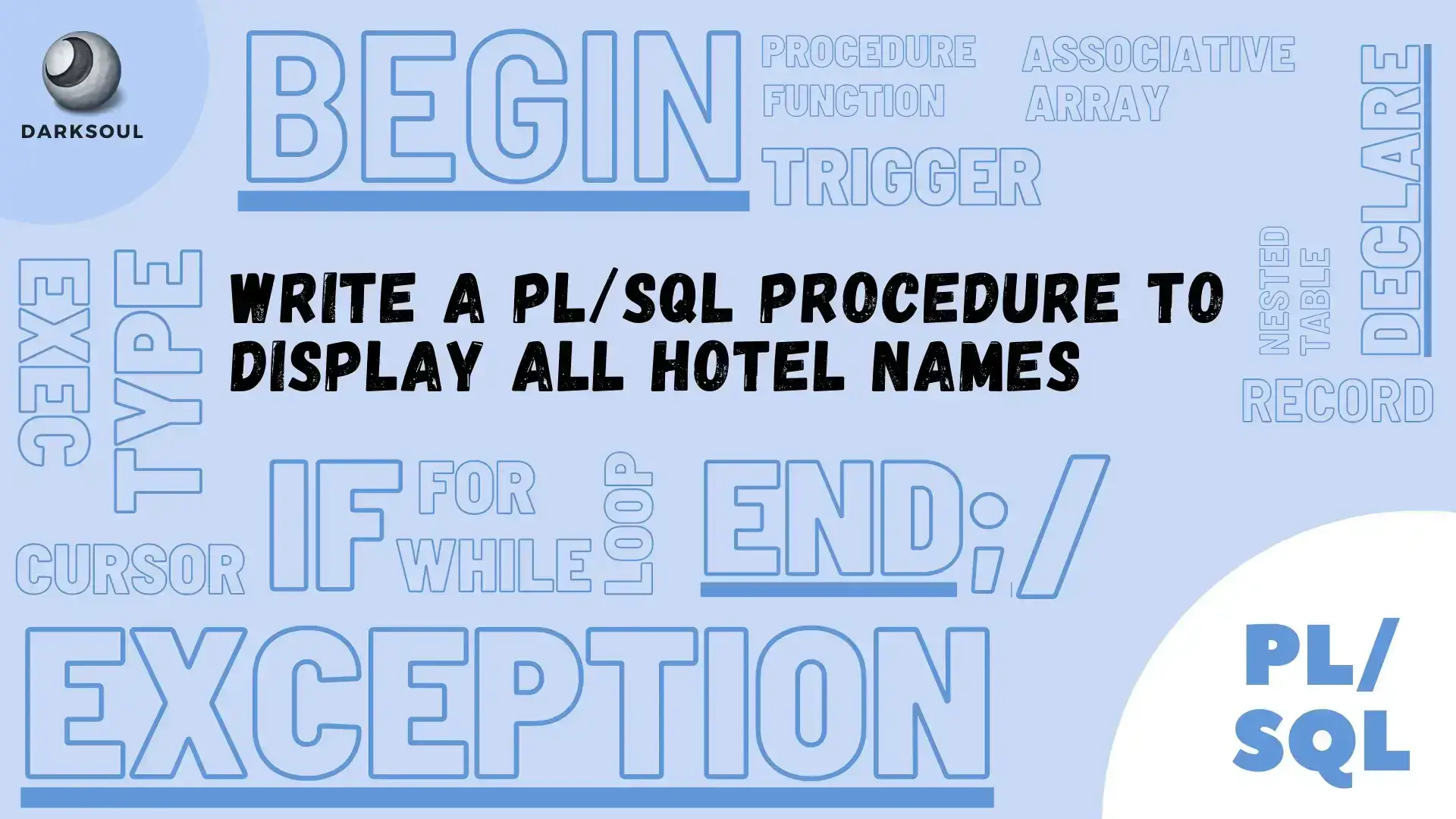 Write a PLSQL procedure to display all hotel names - cover image